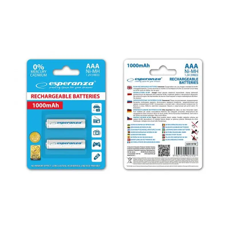 Акумулятор Esperanza AAA 1000mAh Ni-MH * 2 white (EZA101W) - фото 2