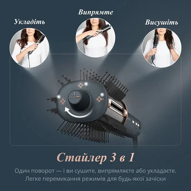 Фен-щітка Rowenta Air Brush 3D 1200 Вт чорно-золотий (UB9720E0) - фото 13