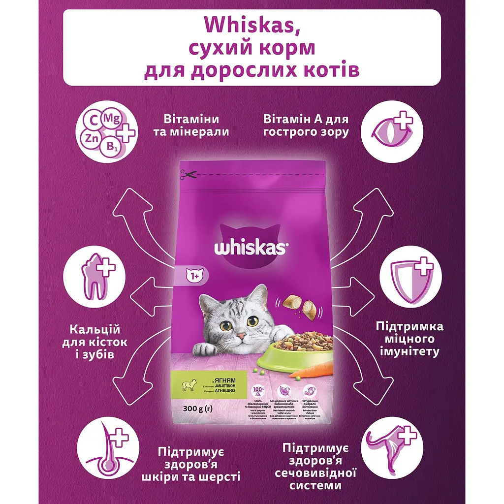 Сухой корм для котов Whiskas с ягненком 300 г - фото 3