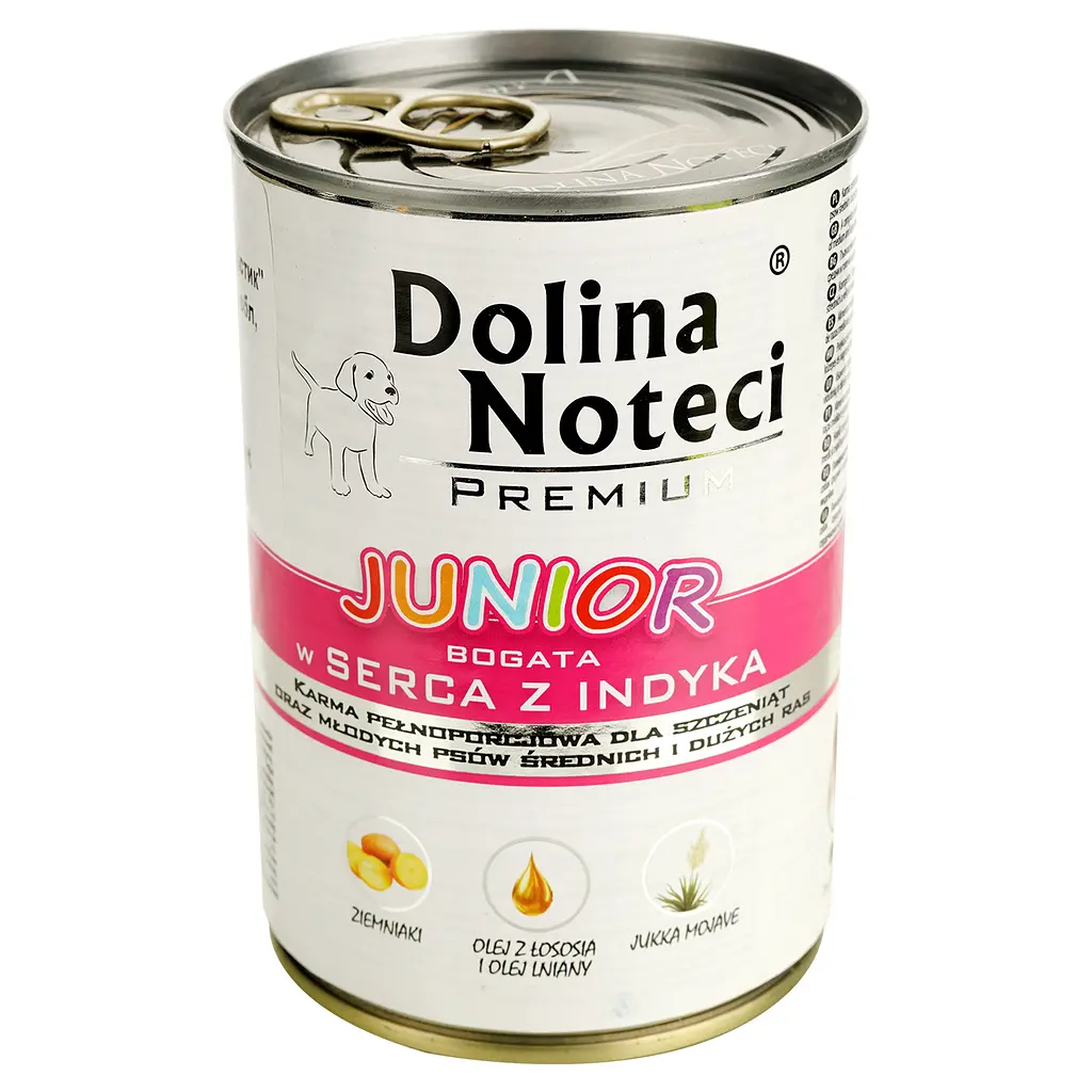 Вологий корм для щенят Dolina Noteci Premium з індичим серцем 400 г - фото 2