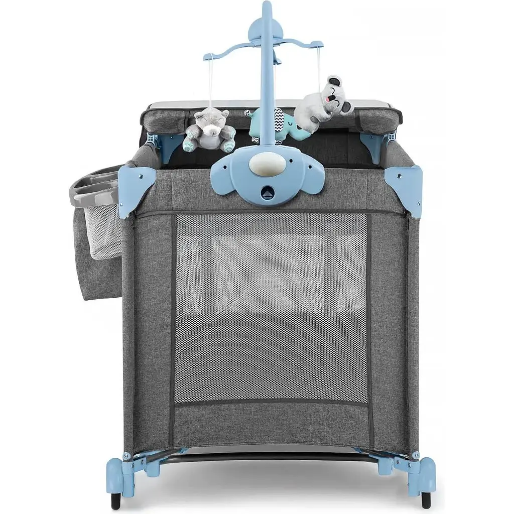 Кровать-манеж с пеленатором Kinderkraft Joy Blue серая с голубым (00-00158382) - фото 5