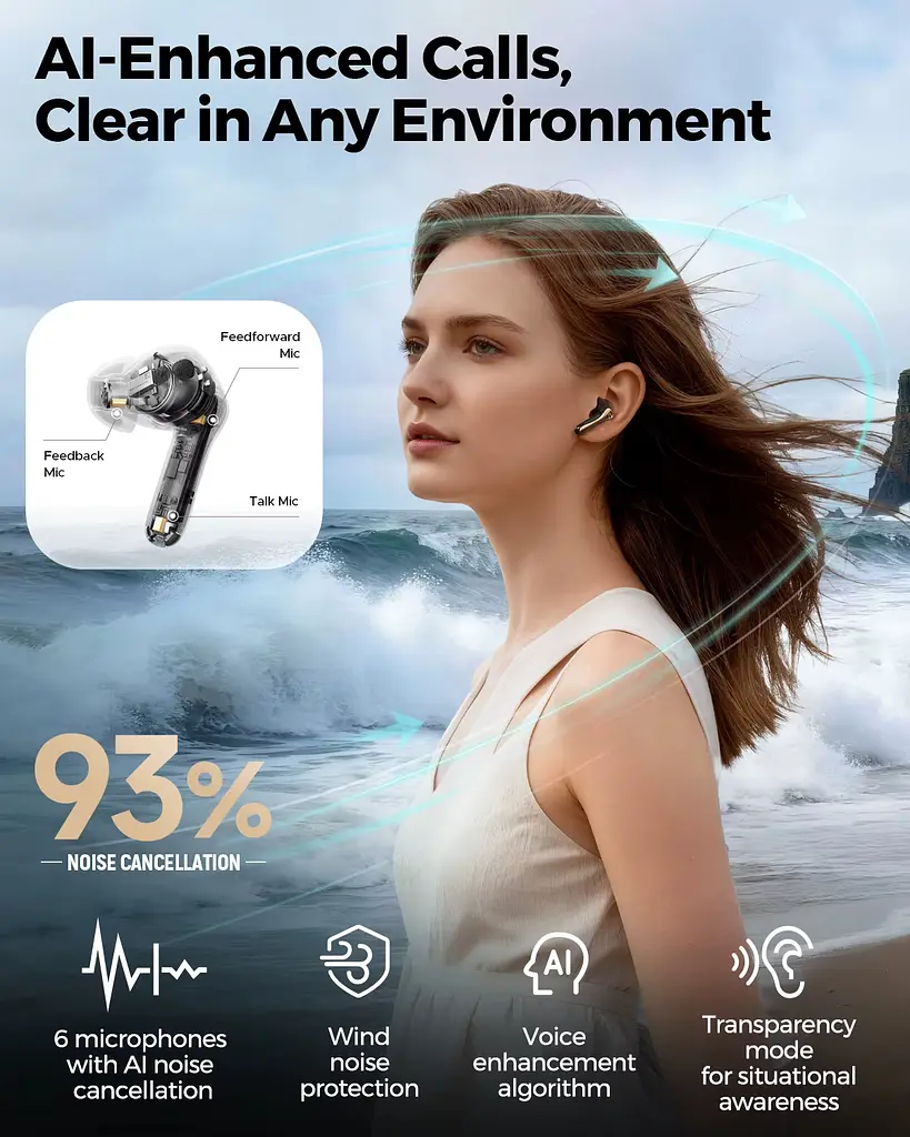 Бездротові навушники SOUNDPEATS Air5 Pro plus xMEMS з ANC та Hi-Res звуком (Чорний) - фото 6