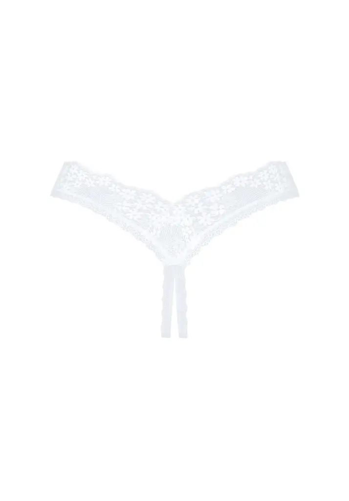 Еротичні стрінги з відкритою промежиною Obsessive Heavenlly XL/2XL білий - фото 7