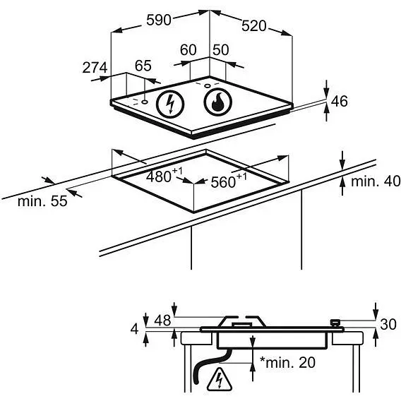 Газова варильна поверхня Electrolux GPE363RBV [137899] - фото 12