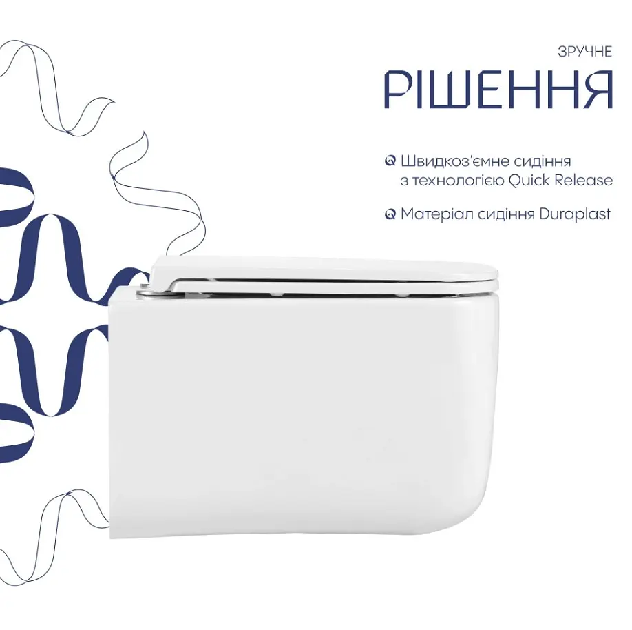 Унітаз підвісний Qtap Gemini Ultra Quiet, з сидінням Slim Duroplast / Soft-close / Quick Release QTTAU26W49119 - фото 3