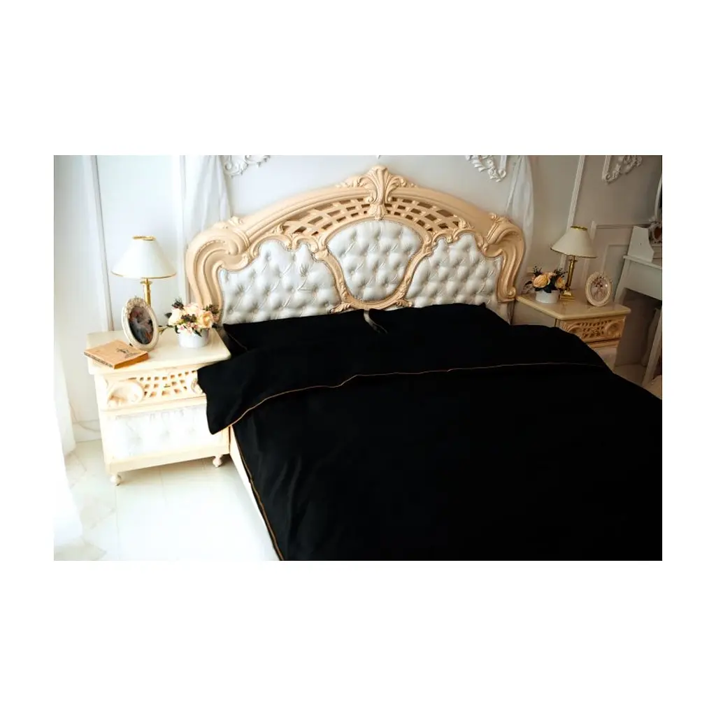 Постільна білизна MirSon Сатин Premium Corner Black Pearl 143x210x2 (2200001484504) - фото 2