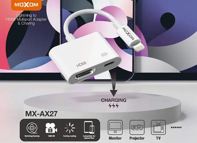 Адаптер конвертер переходник Moxom (MX-AX27) Lightning to HDMI + USB PD - фото 2