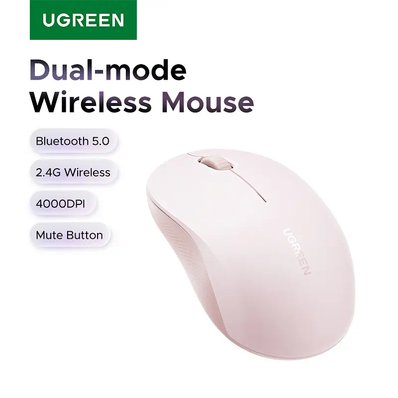 Маніпулятор миша бездротова UGREEN M331 Multi-mode Wireless Mouse Pink - фото 2