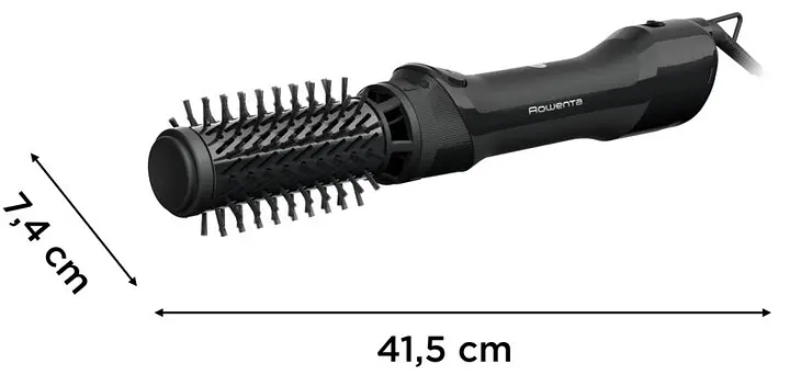 Фен Rowenta-щетка Renewal Brush Active, 1000Вт, 3 режима, ионизация, холодный обдув, обертывающая насадка, 2 насадки, керамика, черный - фото 2