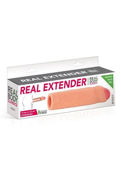 Насадка на член із закритою головкою Real Body Real Extender Biggy, +4 см (тілесний) - фото 3