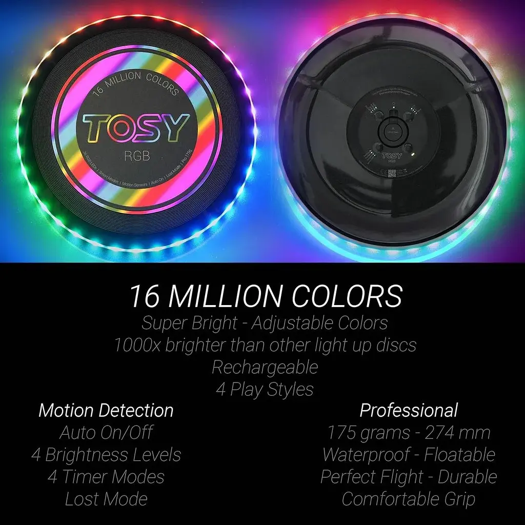 Літаючий дитячий бумеранг TOSY Flying Disc - 16 мільйонів кольорів RGB або 36 або 360 світлодіодів - фото 4