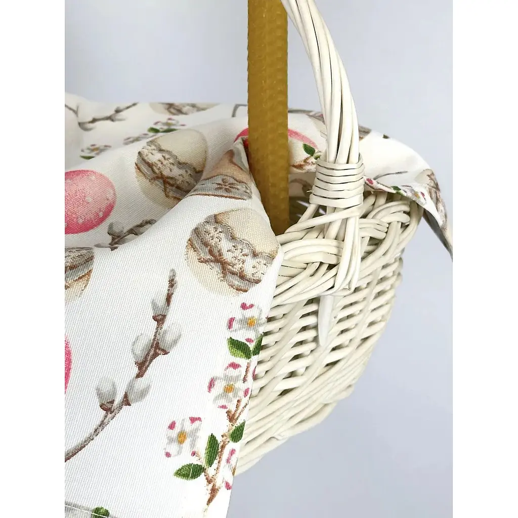 Комплект Пасхальная корзина Буковина (маленькая) с полотенцем 40х30 см Кулич (розовый) и свечой - фото 2