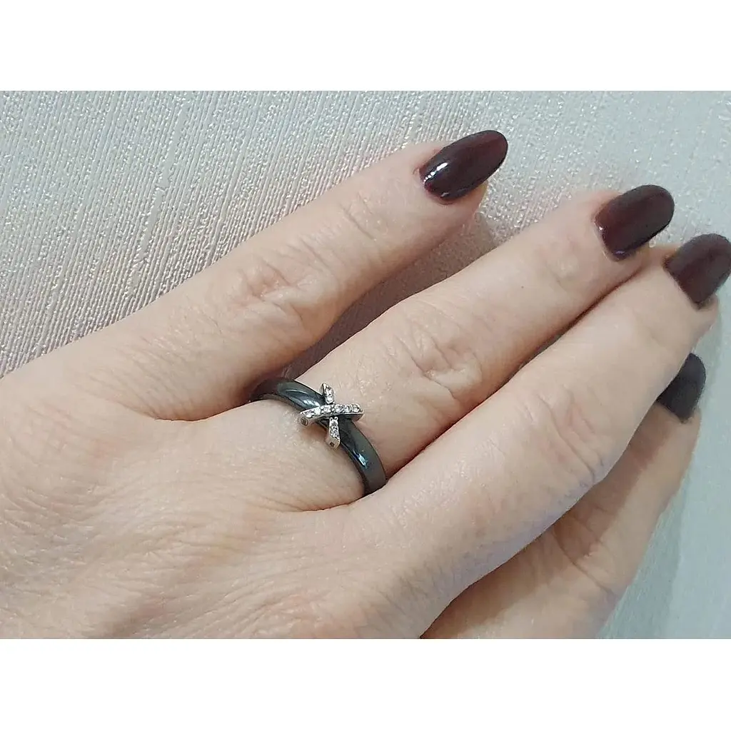 Срібне кільце Aurora з керамікою і фіанітами. С1164Ч 17 - фото 2