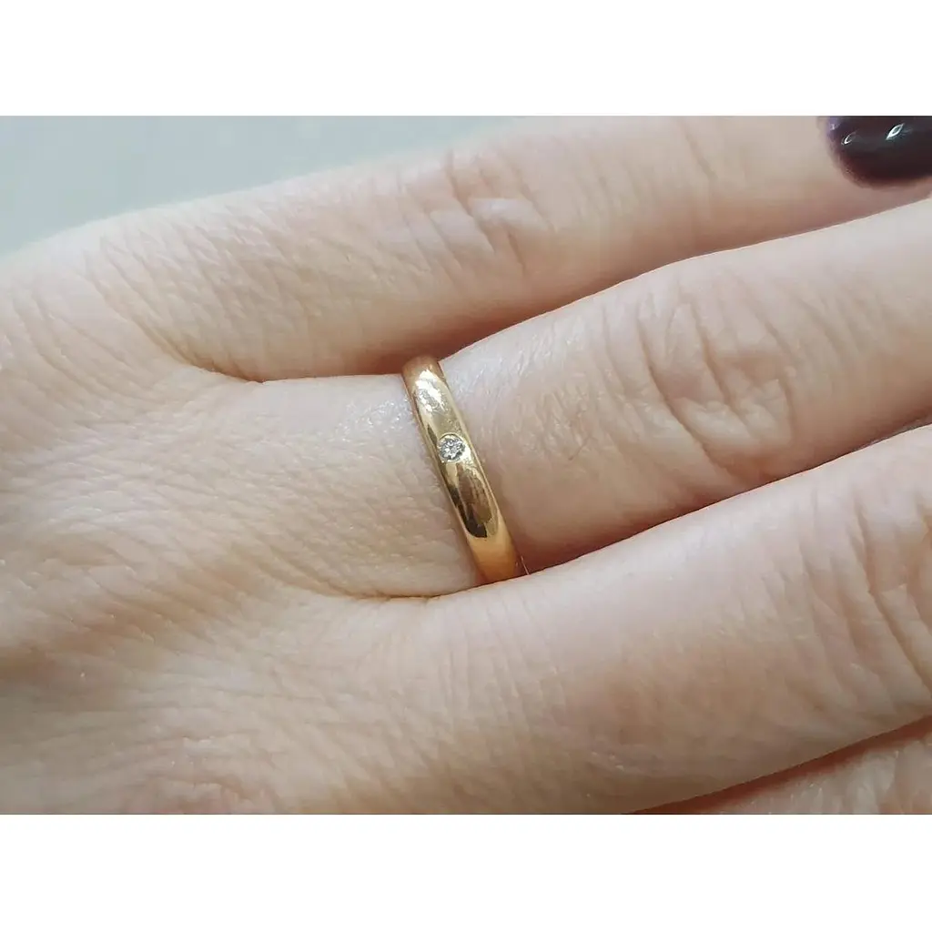 Обручальное золотое кольцо Qvaliz с бриллиантом. Б/А 1.64, 0.02, 18 - фото 2