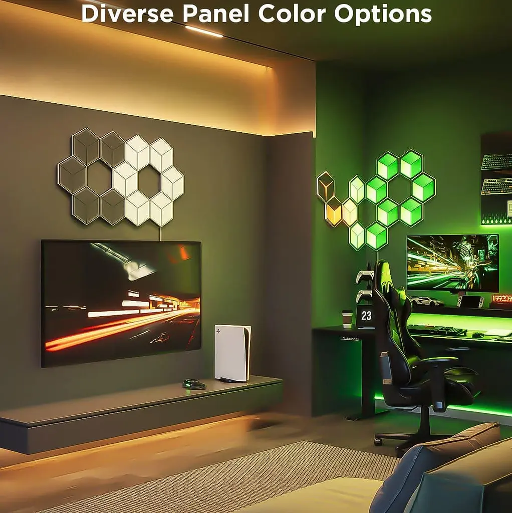 Набир настинних свитильникив Govee H606A Glide Hexagon Light, 7, RGBIC, WI-FI/Bluetooth, билий - фото 6