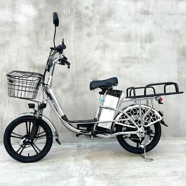 Електровелосипед E-scooter V12 двомісний 18 дюймів 600W 48V 16Ah + вантажний посилений багажник - фото 2