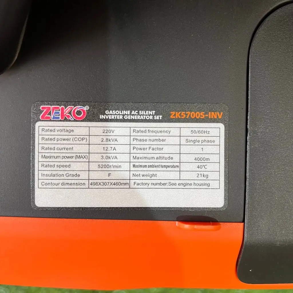 Інверторний Бензиновий генератор ZEKO  ZK5700S-INV (2,8 /3.0 кВт) - фото 7