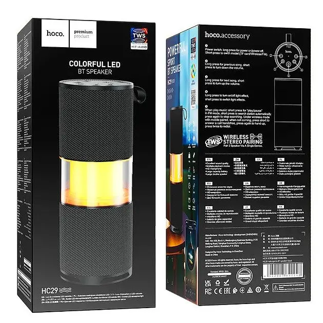 Беспроводная портативная колонка Hoco HC29 halo sports BT speaker черная - фото 3
