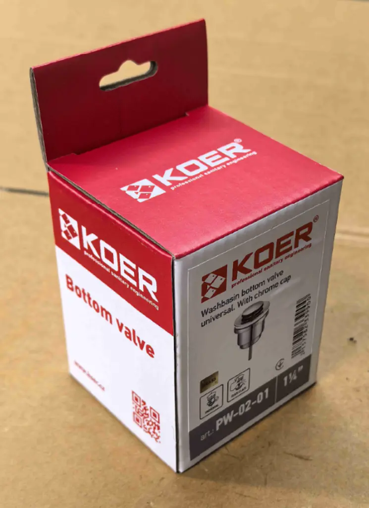 Донний клапан для раковини Koer PW-02-01 універсальний автоматичний Click-Clack 1 1/4″ Хром KR3399 - фото 12