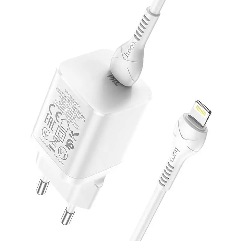Зарядный комплект Hoco Rigorous charger set N19 Type-C to Lightning cable 25W белый - фото 2