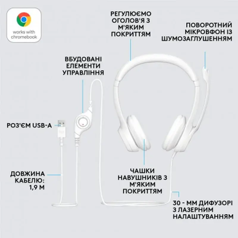Навушники Logitech H390 USB White (981-001286) - фото 6