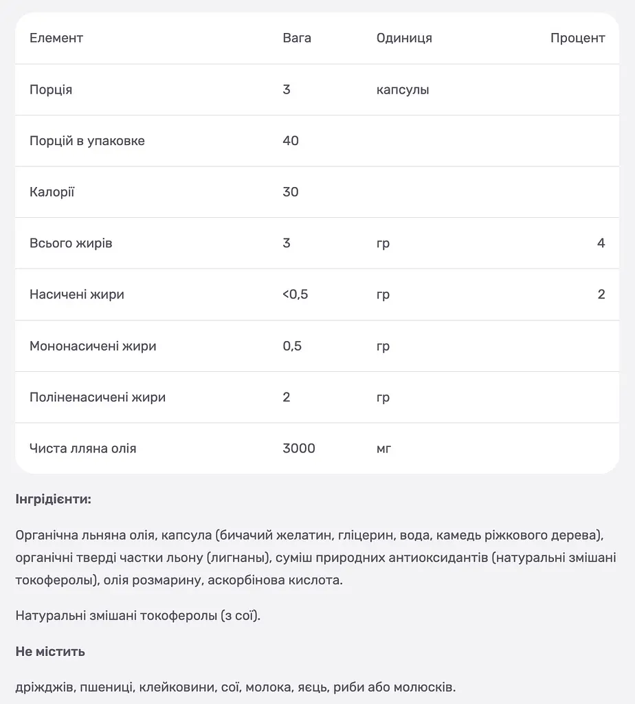 Лляна олія Now Foods з високим вмістом лігнану 1000 мг 120 капсул - фото 3