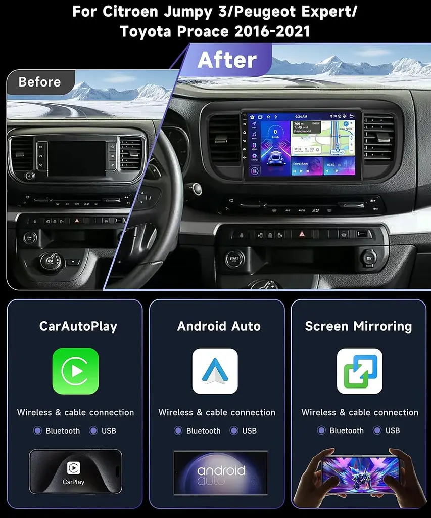 Автомагнітола Podofo Android 13 4/64GB для Peugeot Jumpy/Expert/Proace - фото 7
