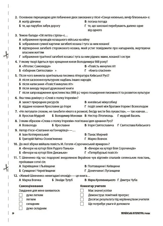 Українська література. Усі діагностувальні роботи. 9 клас - Ольга Куцінко - фото 10