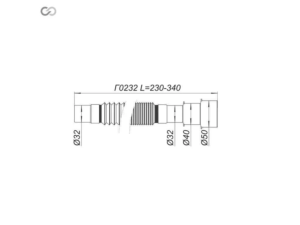 Гофросифон SOLOPLAST гнучкий складаний Ø32х32/40/50 Г0232 - фото 2