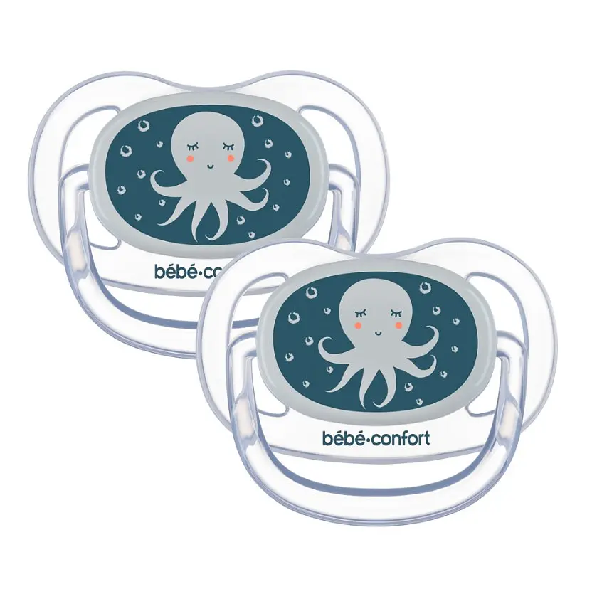 Пустушка силіконова Bebe Confort Physio Air Dummy Phospho Bblue Octopus, анатомічна, 0-6 міс., 2 шт., синя (3104201940) - фото 2