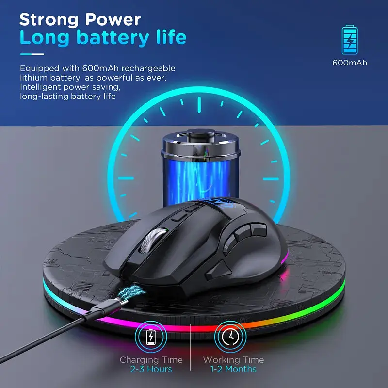 Комп'ютерна миша MiKESPN W10 ігрова з акумулятором та підсвічуванням 2.4 gHz+Bluetooth - фото 9