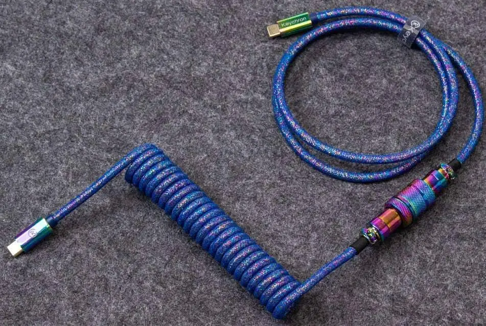 Кабель Keychron Type-A/Type-C Premium Coiled Aviator Cable-Straight Rainbow Palted Blue (CAB6_KEYCHRON) - фото 2