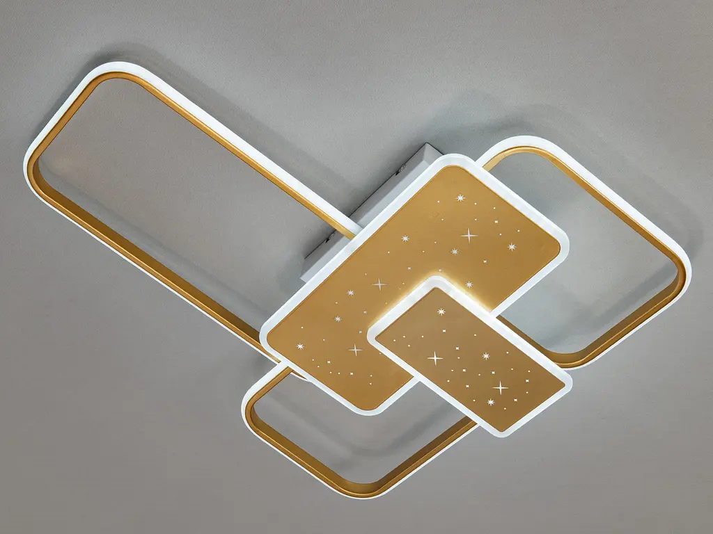 Современная потолочная светодиодная люстра с пультом, 105 Вт, золото. - фото 2