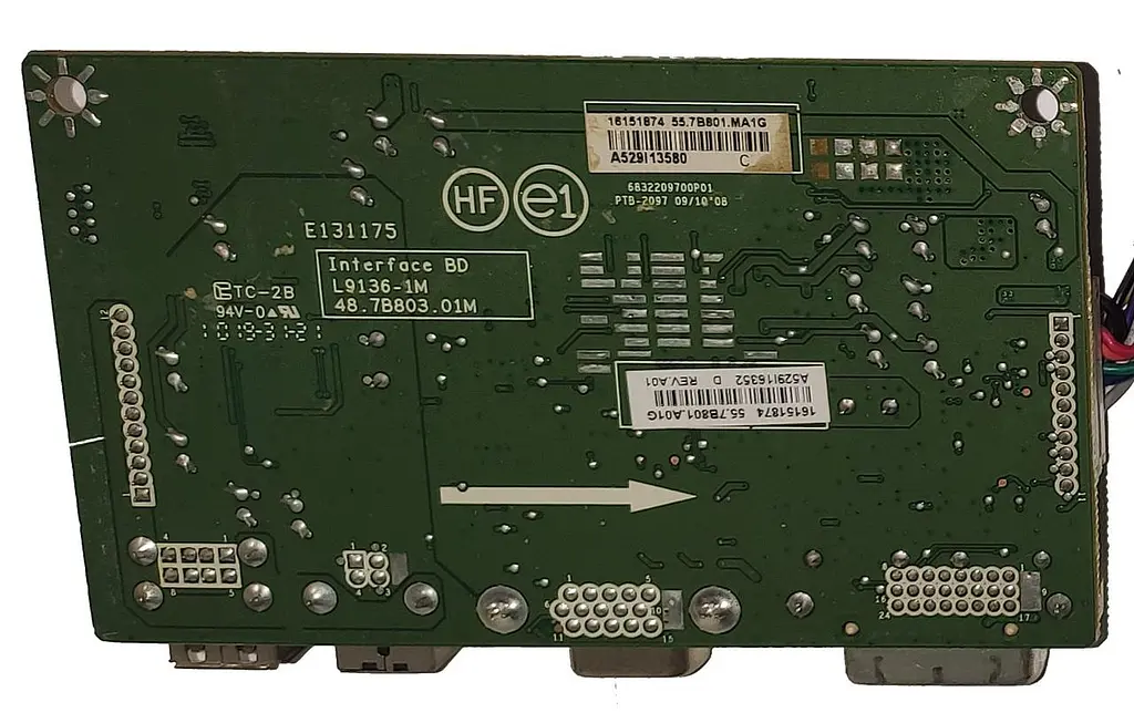 Материнская плата монитора DELL P190S L9136-1M (48.7B803.01M) "Б/У" - фото 2