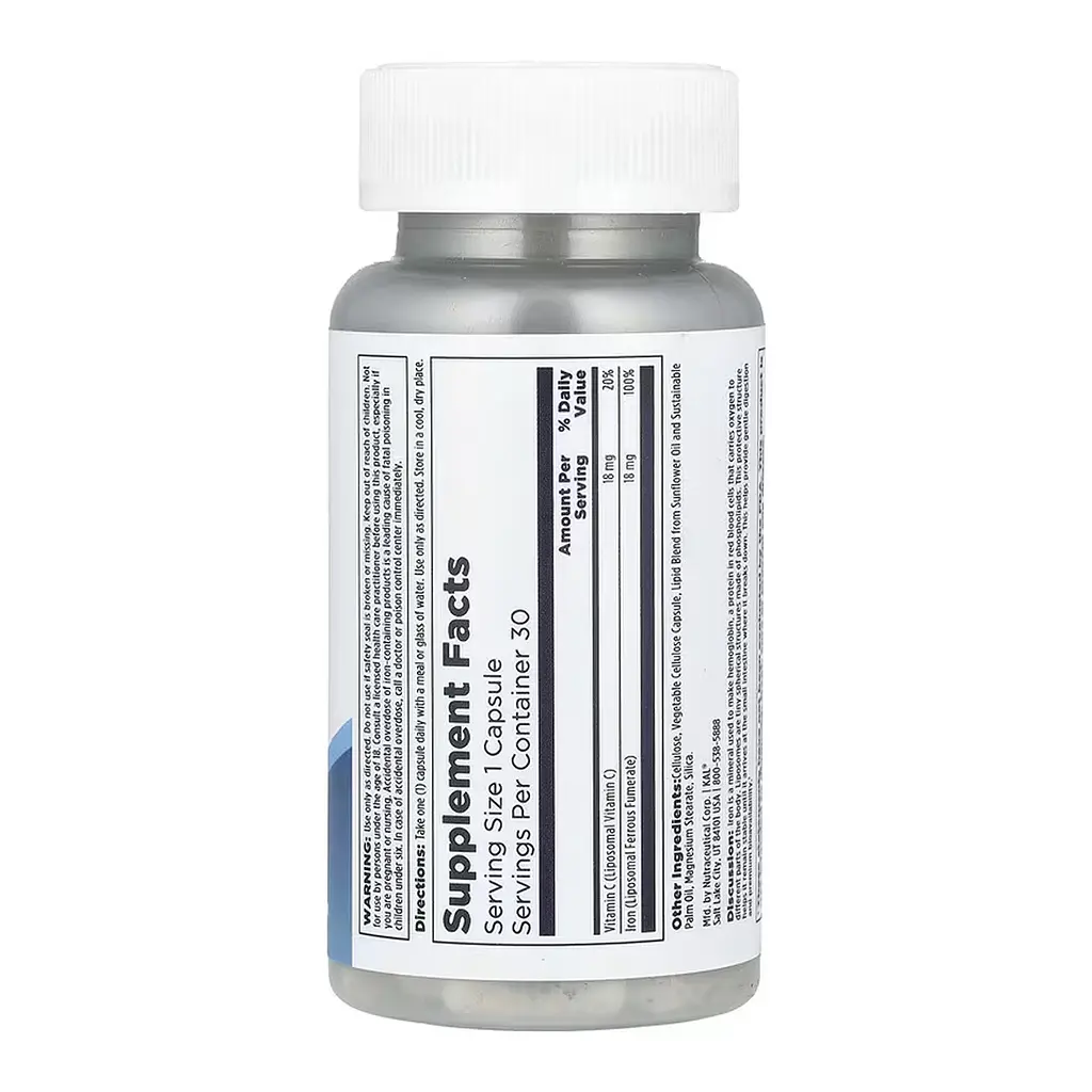 Залізо KAL 18 мг (Liposomal Iron) - 30 веганських капсул - фото 2