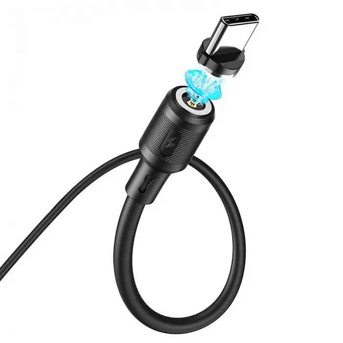 Магнітний кабель USB HOCO для зарядки чорний - фото 2