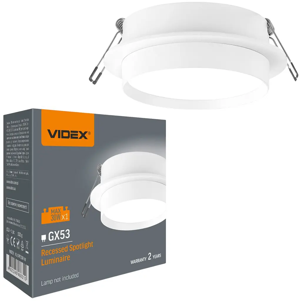 Світильник Videx під лампу GX53 врізний круглий білий (VL-SPF33R-W)  - фото 2
