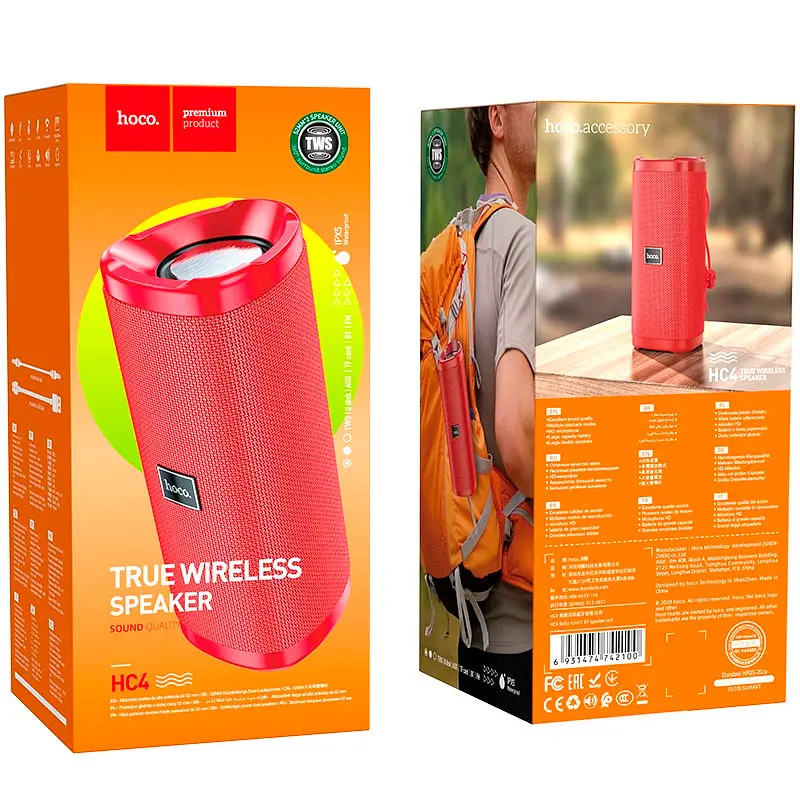 Портативна Bluetooth колонка Hoco HC4 Red - фото 3