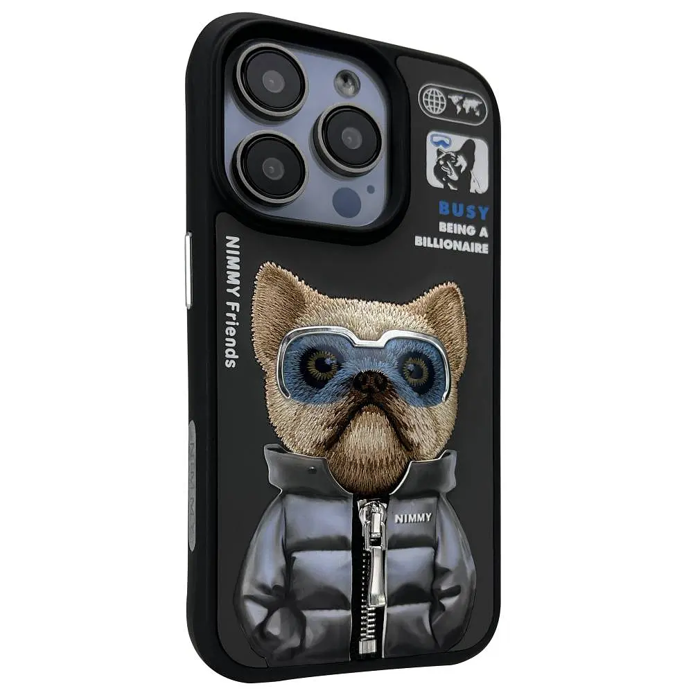 Чохол Nimmy 3D Matal Buttons Apple iPhone 15 Pro Max Dog Black - фото 3