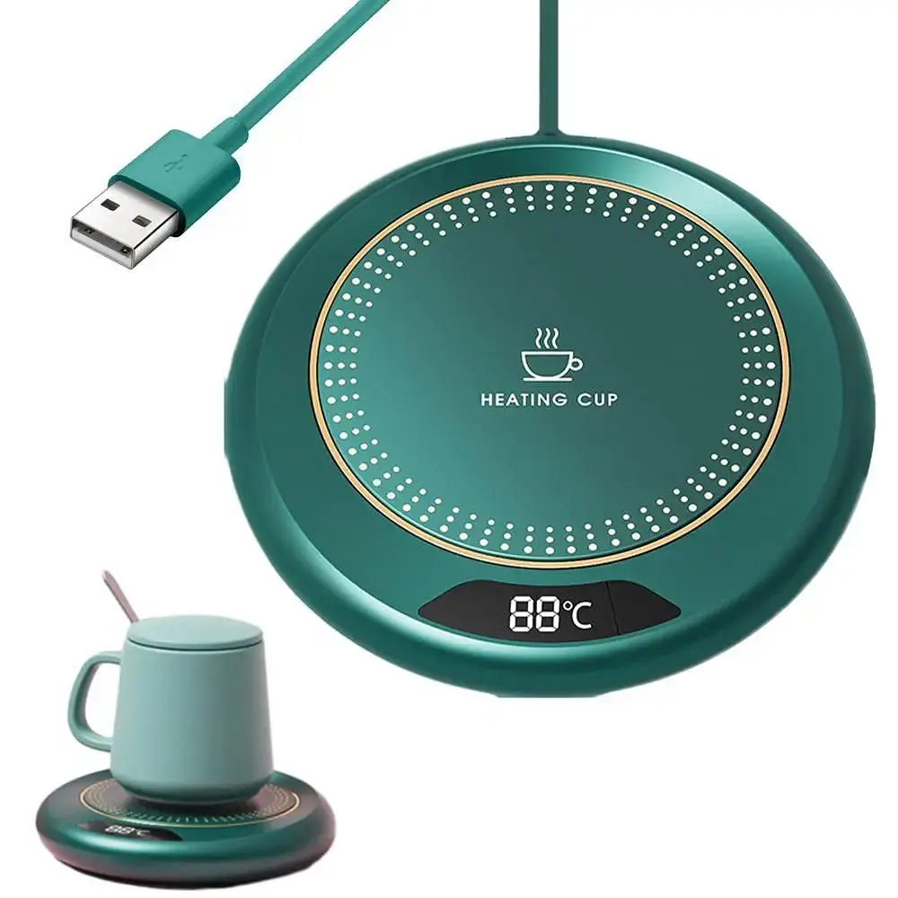 USB підставка-нагрівач для чашки з дисплеєм, 3 режими температури, діаметр 11,2 см Зелена (00297) - фото 3