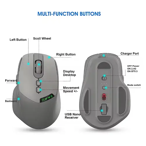 Мышь беспроводная Silent Click Wireless Gray  - фото 3