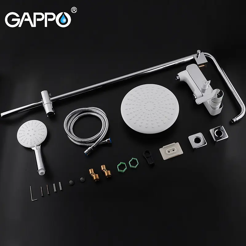 Душова система Gappo G2402-8, вилив - перемикач на лійку, білий/хром, Хром - фото 6