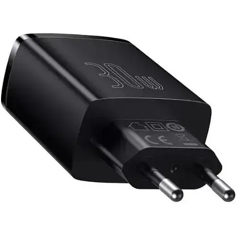 Зарядний пристрій Baseus Compact Quick Charger 2U + C 30W EU Black (CCXJ-E01) - фото 2