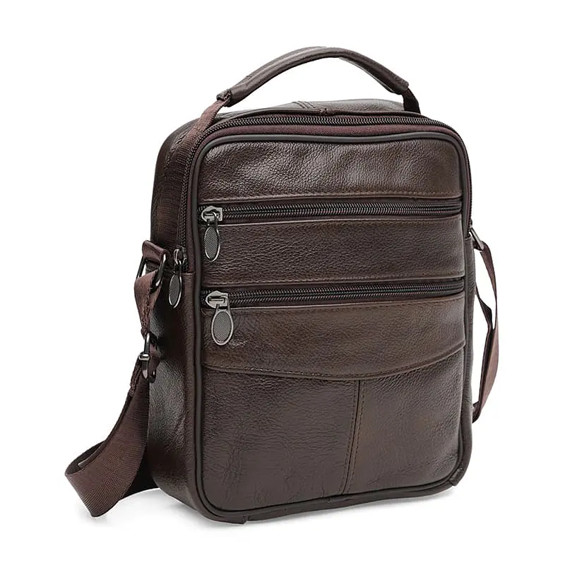 Чоловіча сумка Borsa Leather K12314br 23x19x7 см Коричневий (40175)