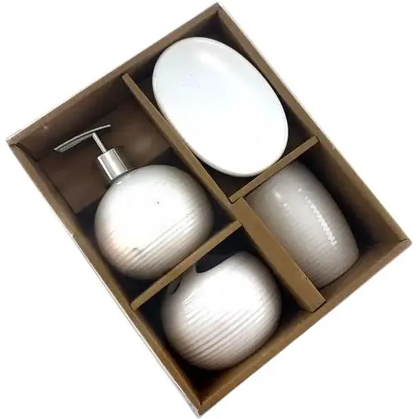 Набір аксесуарів для ванної кімнати No brand керамічний білий 4 предмети 17x14x10 см - фото 5