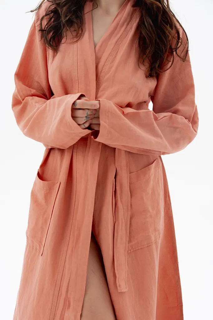 Халат-кимоно со льна Lotus Home - Madrida лососевый XS - фото 3