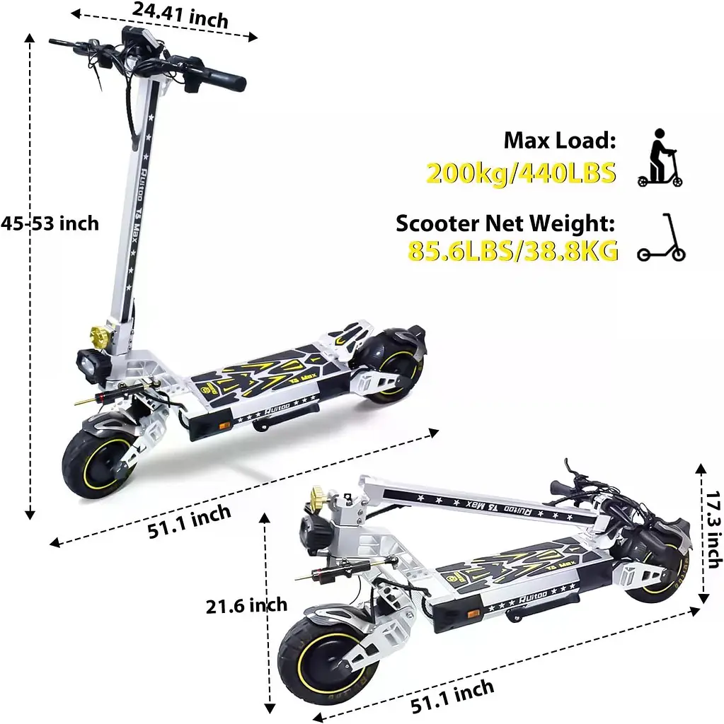 Електросамокат двомоторний Ruitoo T3 MAX (2х2800W, 60V, 30Ah) Білий - фото 13