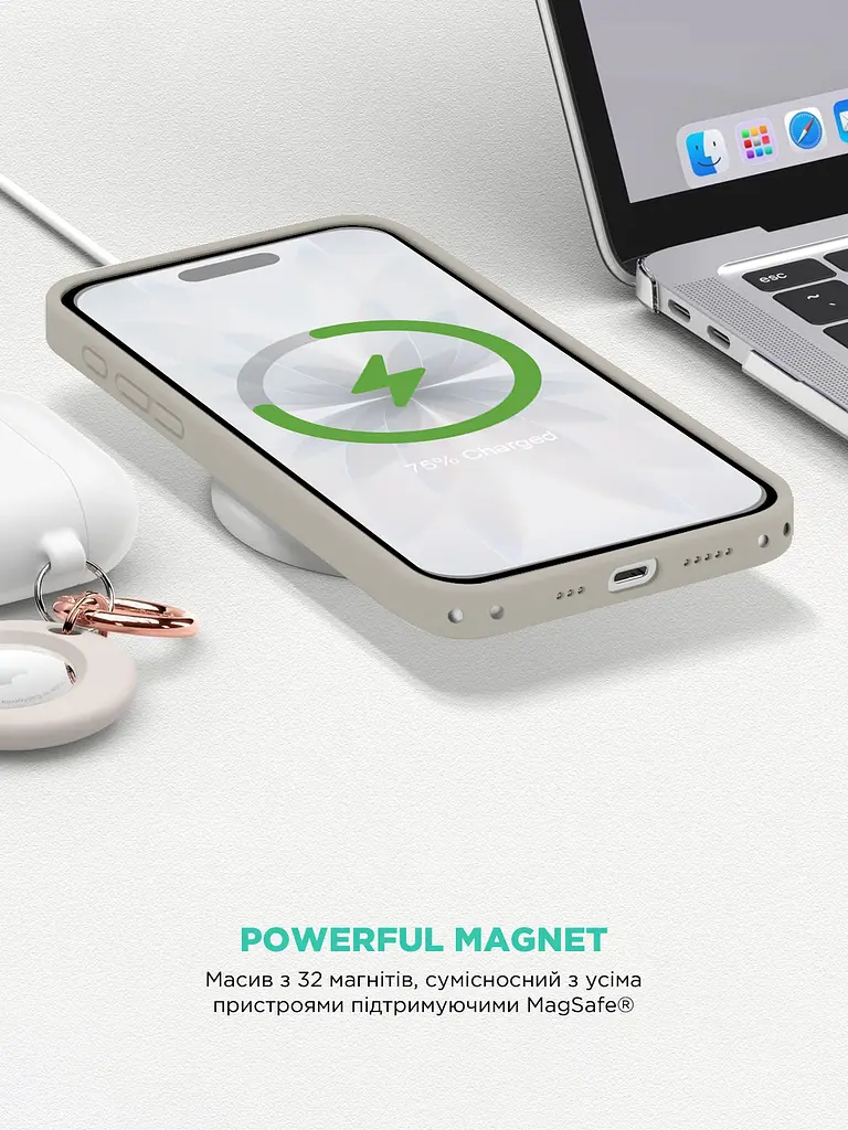 Силиконовый чехол с MagSafe для Apple iPhone 17, ICON2 MagCase, бежевый, противоударный, панель с мягкой подкладкой, защита всего корпуса, поддержка беспроводной зарядки, совместим с защитными стеклами и пленками, ArmorStandart (ARM87080) - фото 8