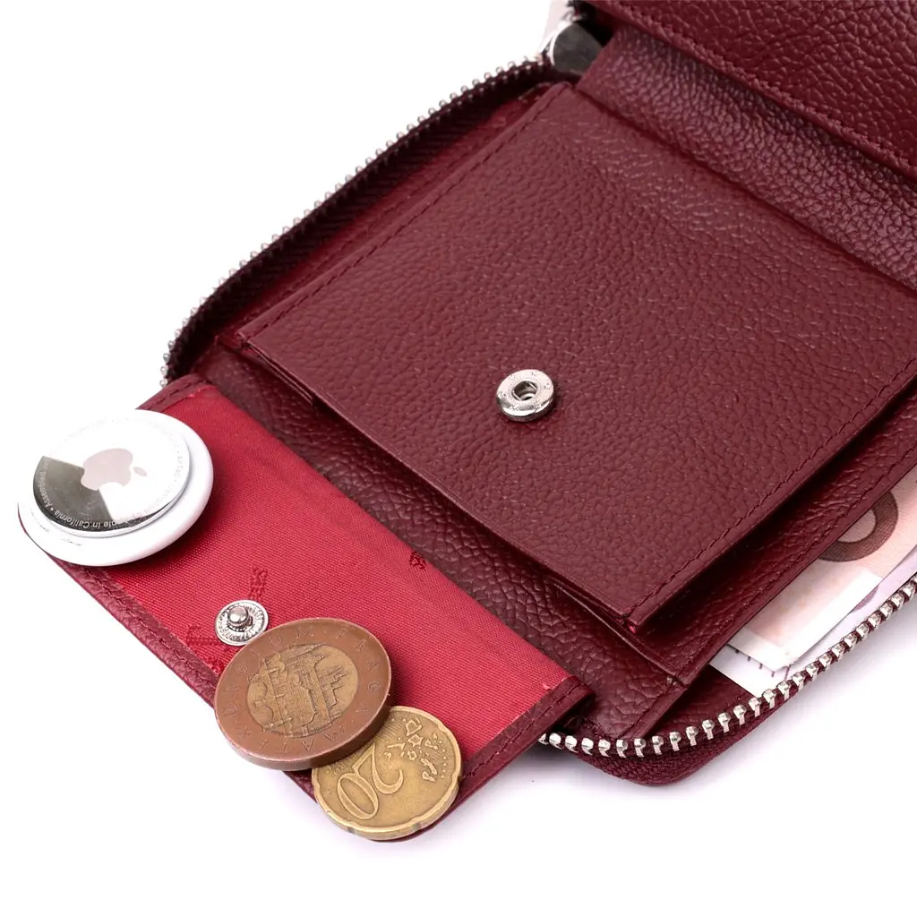 Портмоне для жінок на блискавці з натуральної шкіри ST Leather 19487 бордовий - фото 7
