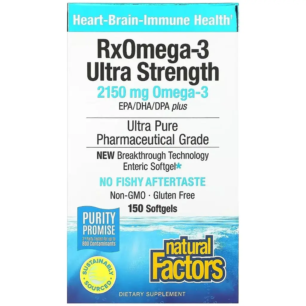 Омега-3 ультра Natural Factors RxOmega-3 Ultra Strength 2150 мг 150 гелевых капсул - фото 2